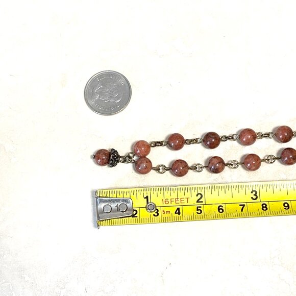 Genuine Red Jasper Short Necklace, Cute Bronze Acorn Charm + Natural Gemstone - Picture 10 of 12